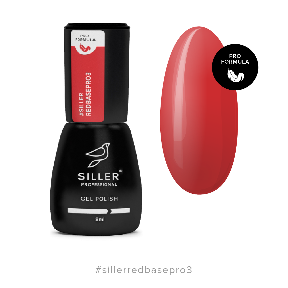 Яскраво-червона база для нігтів Red Base Pro Siller 03, 8мл