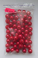 Жемчуг искусственный красный блестящий , Ø - 12мм, 50 грамм/уп