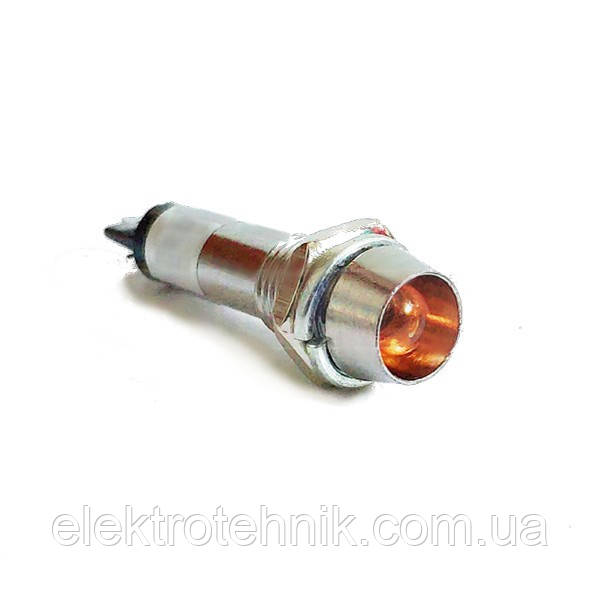 Світлодіодний індикатор металевий AD22C-8 24v AС/DC  жовтий