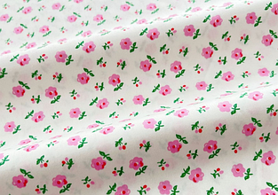 Сатин (бавовняна тканина) рожеві квіточкі  (ширина 160см, 120г/м2)