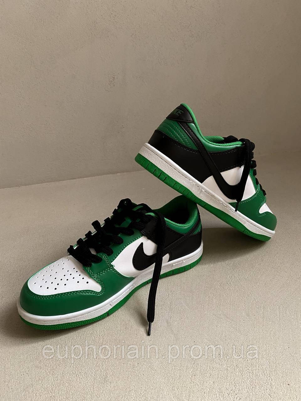 Кроссовки, кеды отличное качество Nike Dunk Low Black White Green Размер 40 - фото 1 - id-p1804241501