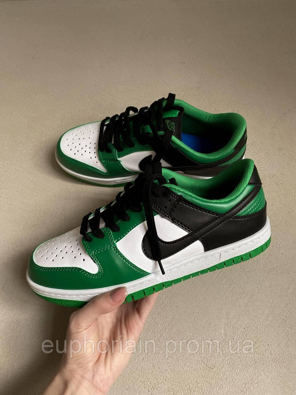 Кроссовки, кеды отличное качество Nike Dunk Low Black White Green Размер 40 - фото 4 - id-p1804241501