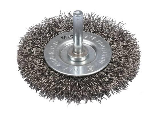 Щітка зачисна дискова з нержавіючої сталі до дрилі YATO : Ø=75 мм, шпиндель Ø=6 мм, 4500 об/хв YT-47568