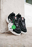 Fila Disruptor 2 Black White Suede кроссовки и кеды высокое качество Размер 38