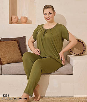 Жіночі піжами великих розмірів, віскоза XL 52-54, Pink Pelin Туреччина Зелений, XL