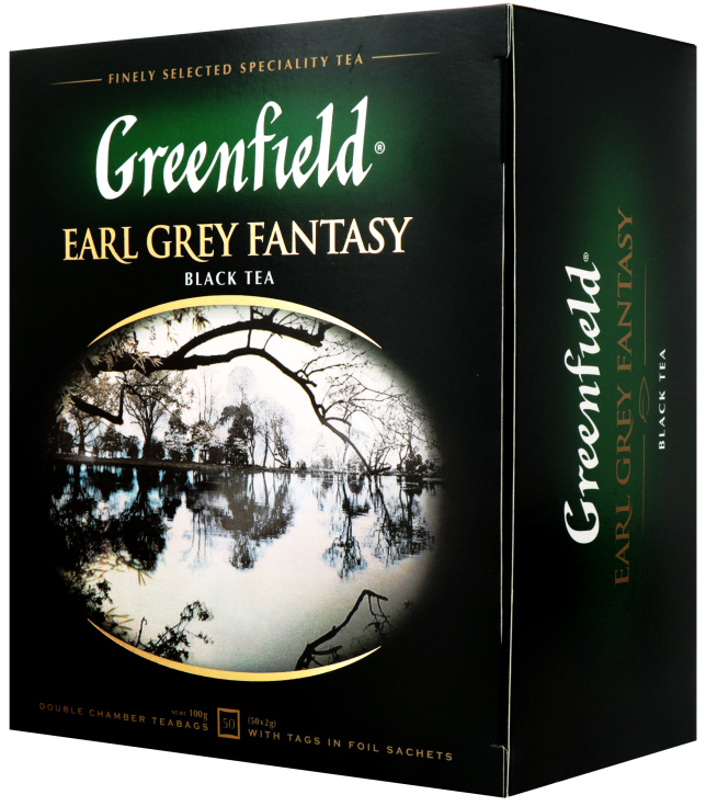 Чай Greenfield чёрный пакетированный Earl Grey Fantasy с бергамотом 100 г (50 шт*2 г) (4823096806716) - фото 1 - id-p1804274112
