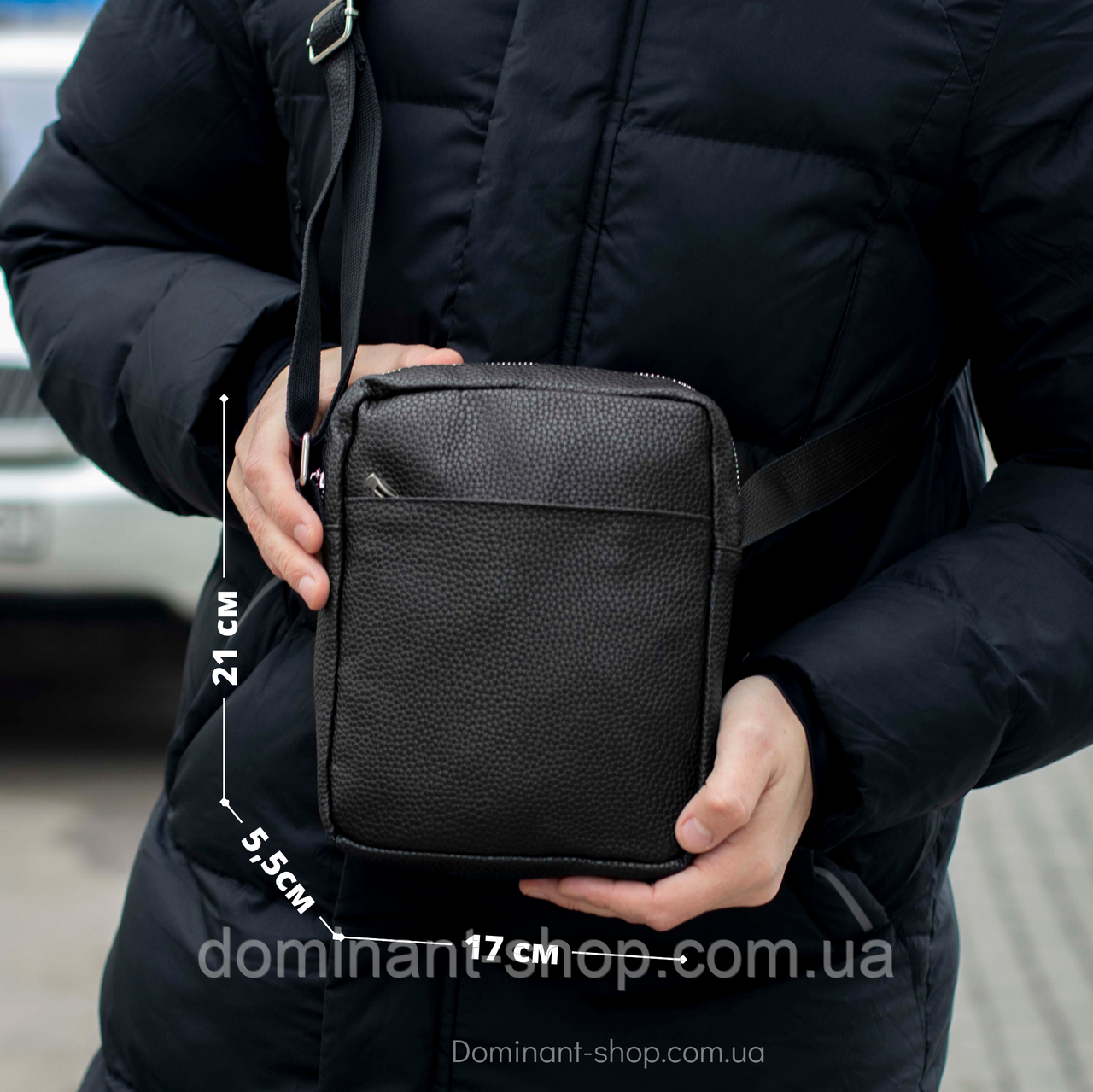 Стильна чоловіча сумка-месенджер Totez чорного кольору з екошкіри для зручного повсякденного носіння