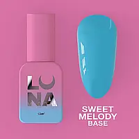 Камуфлирующая база для ногтей LunaMoon Base Sweet Melody в голубом цвете, 13 мл