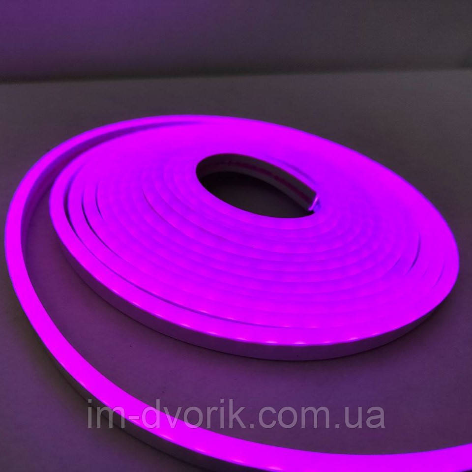 Неон світлодіодний 12V фіолетовий 5м (кр 2,5 см) smd2835 4,9*11,5мм (neon flex mini)