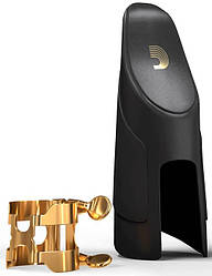 Лігатура типу Harrison + ковпачок для альт саксофона D'Addario H-LIGATURE & CAP FOR ALTO SAXOPHONE Gold-Plated