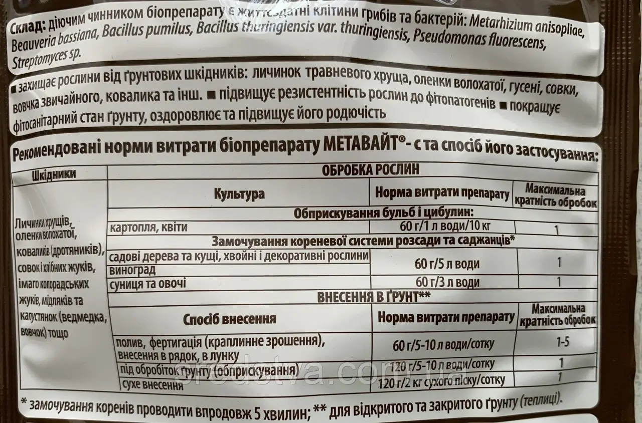 Купити Метавайт 60г Біоінсектицид для захисту рослин від ґрунтових ...
