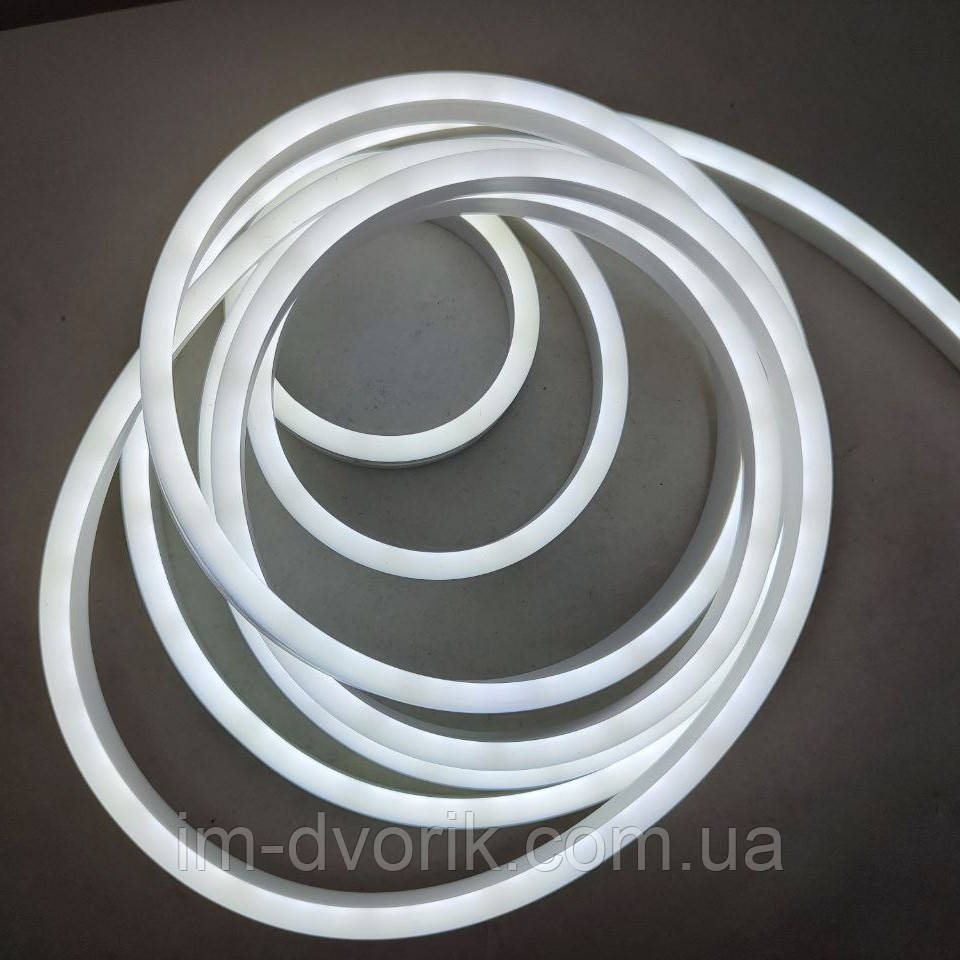 Неон світлодіодний 12V білий 5м (кр. 2,5 см) 12Вт/m 2835 4,9*11,5мм (neon flex mini)