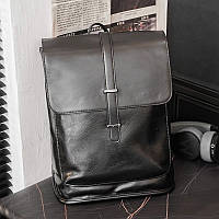 Мужской ранец мужской кожаный рюкзак портфель хаки сумка для ноутбука документов Чорний
