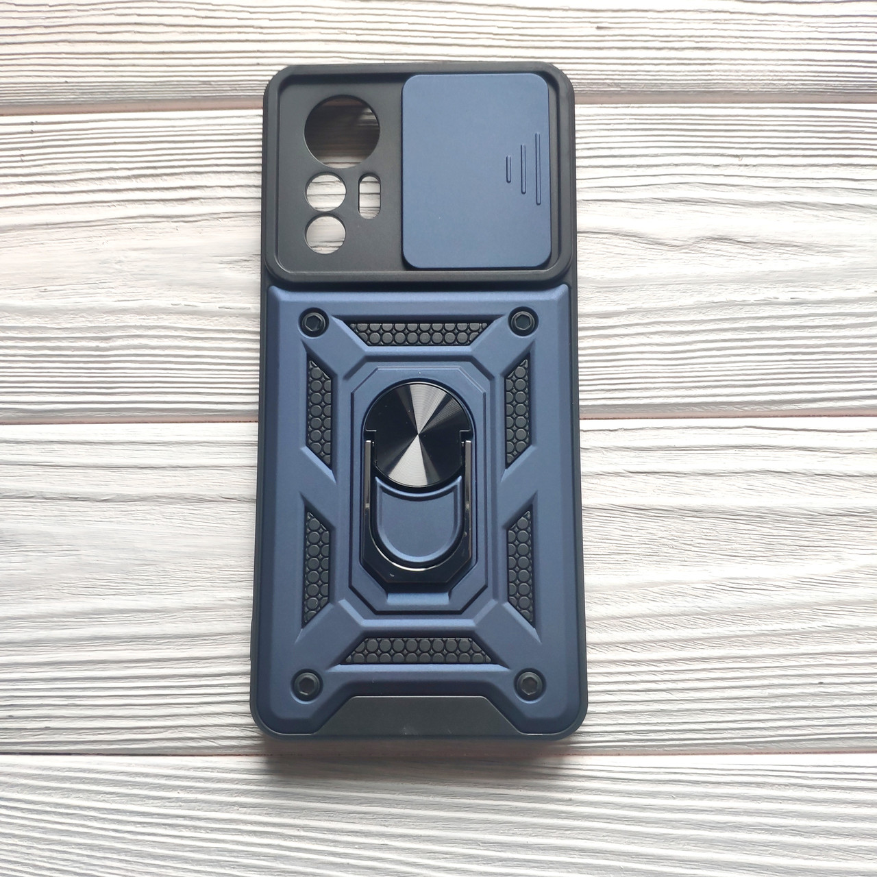 Чохол Armor для Xiaomi 12 Lite протиударний з кільцем Темно-синій, фото 1