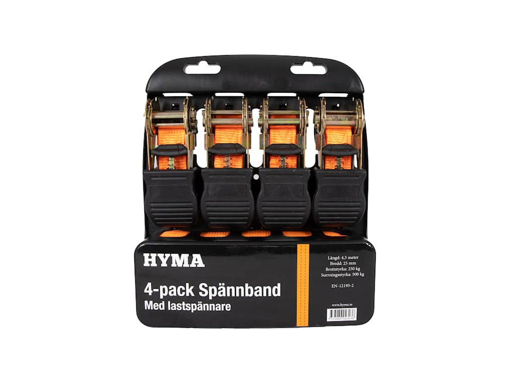 Стяжний ремінь 250/500 кг 4,5 метра Комплект 4 шт (стібка для багажу) HYMA