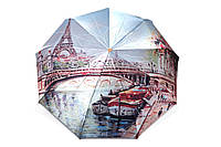 Стильный атласный женский зонт полуавтомат с пейзажами Парижа