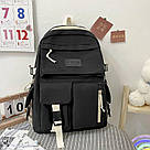 Рюкзак шкільний стильний міський однотонний чорний з водонепроникним просоченням унісекс Diehe (AV318), фото 2