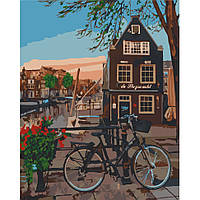 Lb Красивая картина раскраска по номерам цифрам "Кафе в Амстердаме" Art Craft 10580-AC 40х50 см живопись
