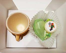 Набір: 1 їстівна чашка — печиво + 1 шоколадна бомбочка — серце " Майнкрафт "
