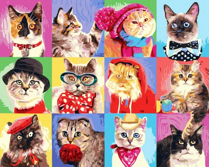 Картина за номерами Ошатні котики Малюнки за цифрами 40х50 Rainbow Art GX42376