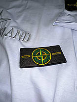 Літній чоловічий спортивний костюм футболка + шорти Stone Island White Black комплект Біла Туреччина вишивка, фото 6