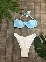 Летний пляжный купальник Modlen (S, М) голубой+белый