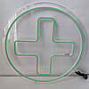 Неонова вивіска зелена Аптечний хрест 500х500 мм з пультом та блоком живлення, фото 3