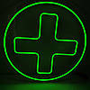 Неонова вивіска зелена Аптечний хрест 500х500 мм з пультом та блоком живлення, фото 8