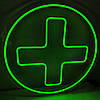 Неонова вивіска зелена Аптечний хрест 500х500 мм з пультом та блоком живлення, фото 2