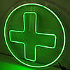 Неонова вивіска зелена Аптечний хрест 500х500 мм з пультом та блоком живлення, фото 7