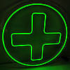 Неонова вивіска зелена Аптечний хрест 500х500 мм з пультом та блоком живлення, фото 9