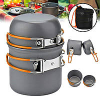 Набор туристической посуды Cooking Set DS-101, оранжевые ручки