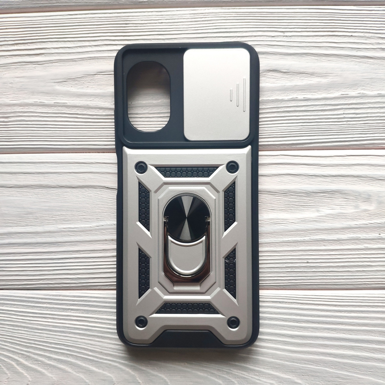 Чохол Armor для Xiaomi Poco M5 протиударний з кільцем Срібло