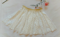 Белая круженая юбка солнце для танцев детская, подростковая "Барби"