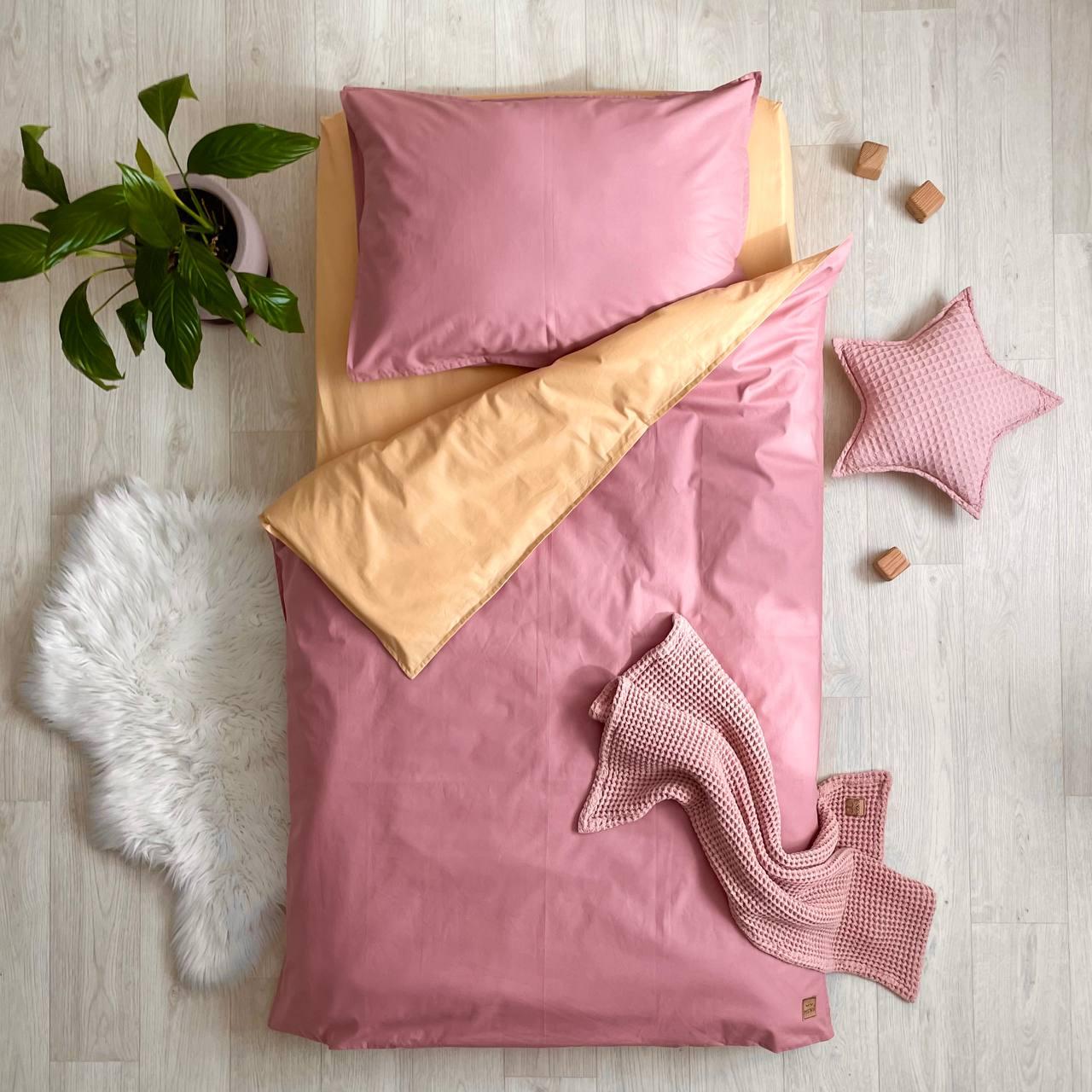 Підлітковий комплект постільної білизни Baby Chic ясла поплін гірчичний+ягідний 3 предм