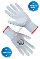 Перчатки синтетические белые с белым полиуретановым покрытием