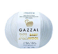 Пряжа из мериноса Gazzal Baby wool XL 801 белый (Газзал Бeби вул ХЛ)