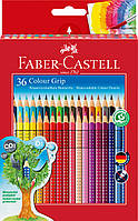 Акварельные цветные карандаши Faber-Castell Grip 36 цветов в картонной коробке, 112442