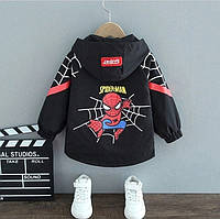 Детская ветровка для мальчика Спайдермен, курточка Человек паук для детей, черная