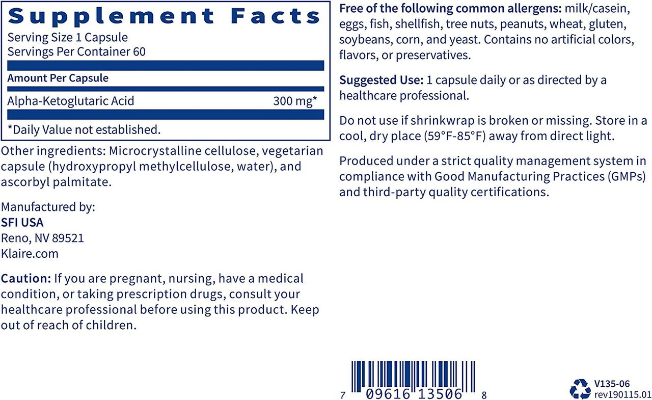 Купить Альфа-кетоглутаровая кислота / Alpha-Ketoglutaric Acid, Klaire ...