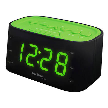 Годинник настільний з радіо Technoline WT465 Black/Green (WT465 grun), фото 1