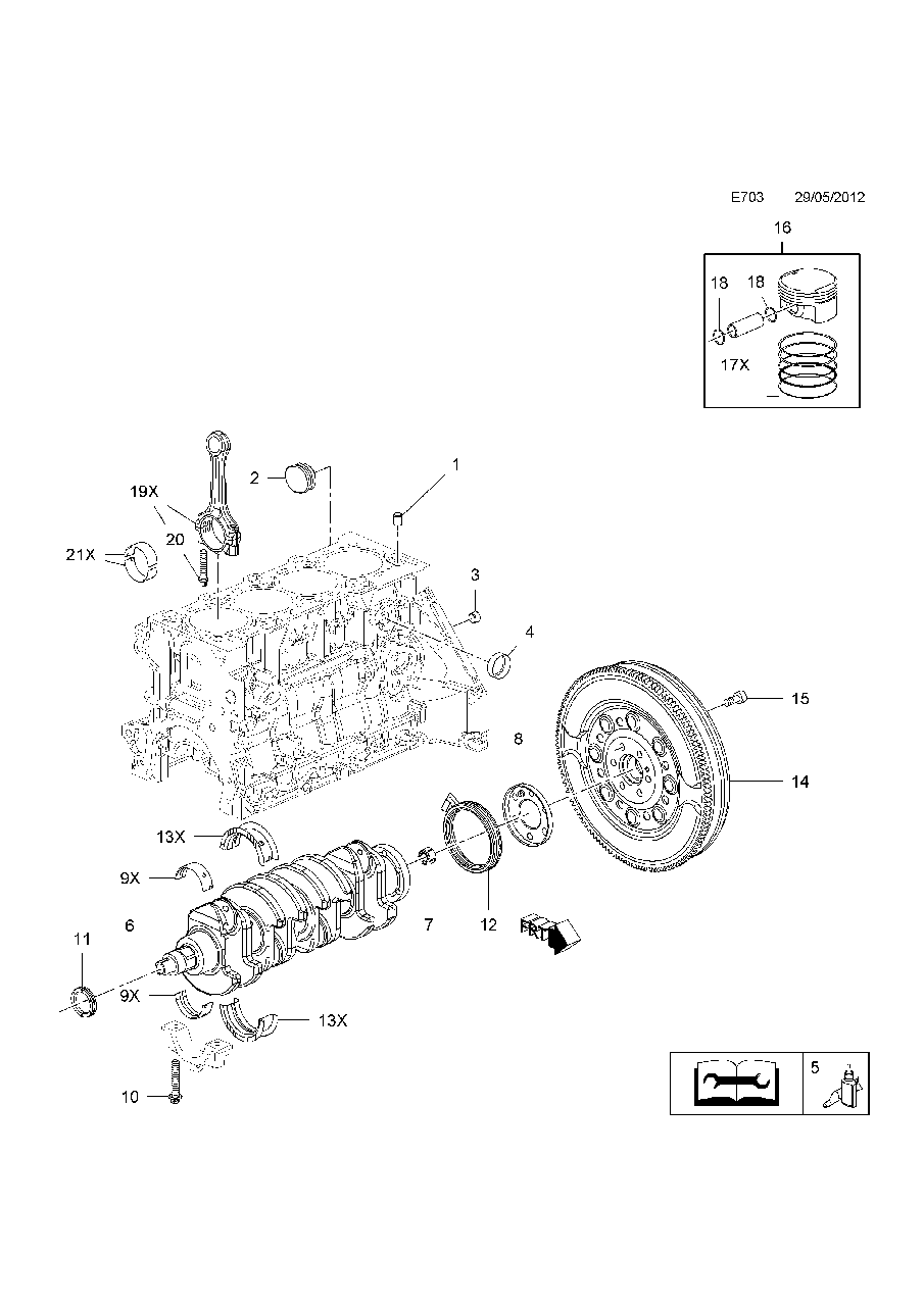 Поршень STD GM 55564949 A16XNT Z16XNT OPEL Zafira-B/C