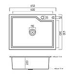 Мийка кухонна з неіржавкої сталі Platinum Handmade 65*43 + подарунок, фото 8