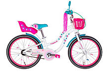 Велосипед 20" FORMULA FLOWER PREMIUM білий + багажник для ляльок