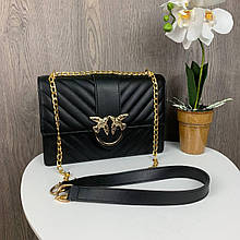 Жіноча міні сумочка клатч на плече в стилі Пінко стьобана, маленька сумка Pinko з пташками
