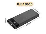 Корпус Повербанк 8*18650 вихід 2xUSB 5V 2A вхід 5V 2A type C або micro USB LED ліхтарик powerbank, фото 3