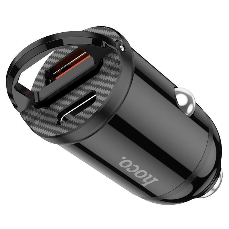 Автомобільна міні зарядка Hoco NZ2 30W + кабель Type-C to Lightning