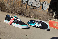 37 р Кеды Vans Authentic BLACK / Blue вансы ЧЕРНЫЕ на белой подошве женские кроссовки унисекс 2023