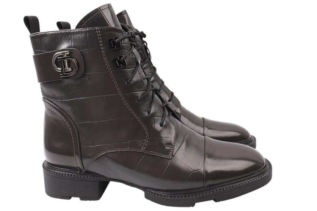 Черевики жіночі з натуральної шкіри, на низькому ходу, на шнурівці, сірі, Molka, 36, фото 1