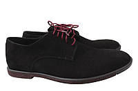 Туфлі чоловічі з натуральної замші, на низькому ходу, на шнурівці, колір чорний, Україна Van Kristi, 45